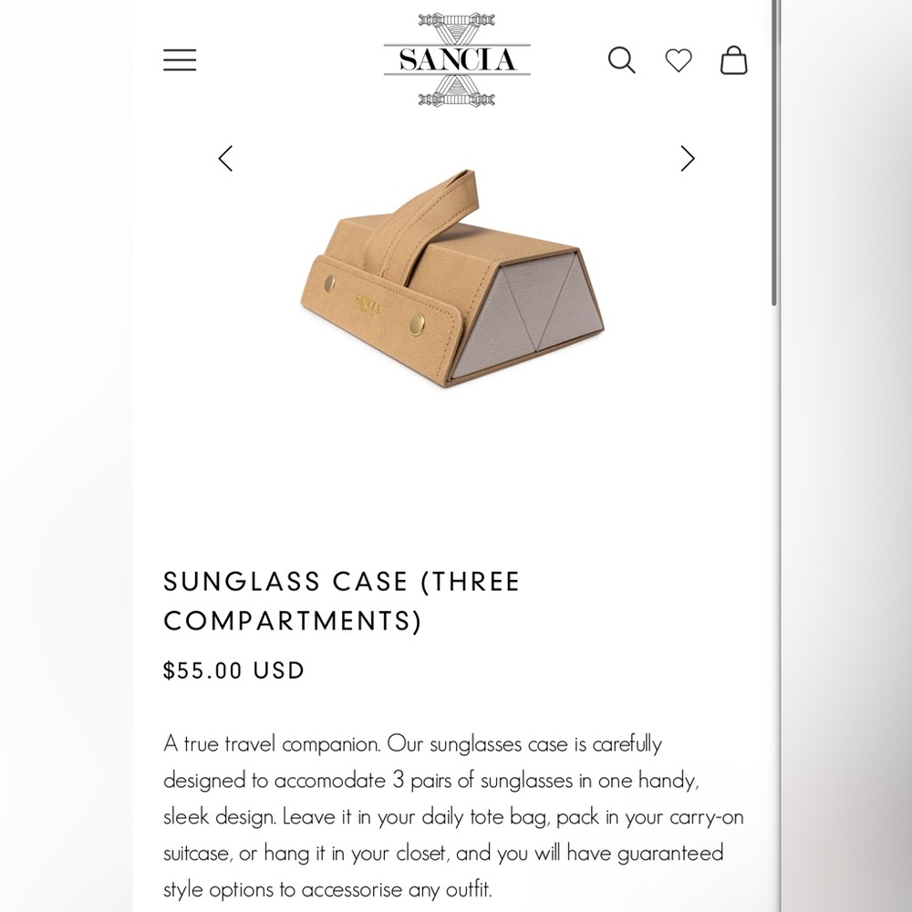 NEW! Sancia Multi 3 Compartment Sunglasses Travel Hard Case $55.00 Retail.